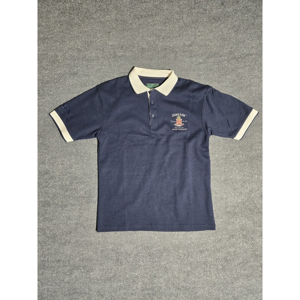 Jameson Irish Whiskey Polo Shirt Alcohol Dolmen Short Sleeve NEW Blue Medium